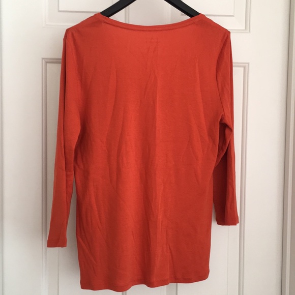Charter Club Women’s Top M Orange Fall Tee 3/4 Sleeves T-shirt - Picture 5 of 6